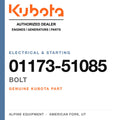 Genuine Kubota bolt, part number 01173-51085 — Alpine Equipment
