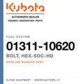 Genuine Kubota bolt, hex-soc-hd, part number 01311-10620 — Alpine Equipment