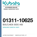 Genuine Kubota bolt,hex-soc-hd, part number 01311-10625 — Alpine Equipment