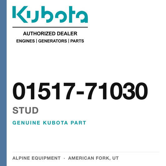 Genuine Kubota stud, part number 01517-71030 — Alpine Equipment