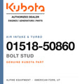 Genuine Kubota bolt stud, part number 01518-50860 — Alpine Equipment