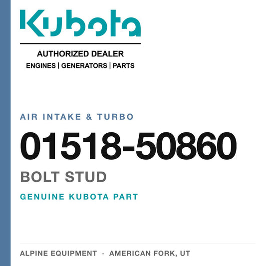 Genuine Kubota bolt stud, part number 01518-50860 — Alpine Equipment