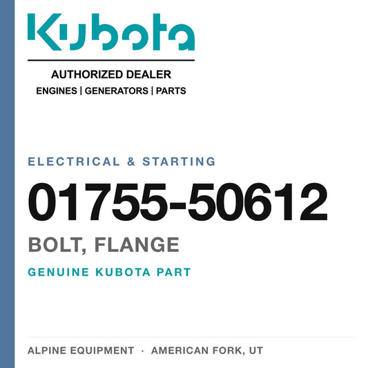 Genuine Kubota bolt, flange, part number 01755-50612 — Alpine Equipment