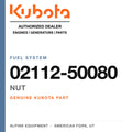 Genuine Kubota nut, part number 02112-50080 — Alpine Equipment