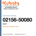 Genuine Kubota nut, part number 02156-50080 — Alpine Equipment