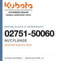 Genuine Kubota nut,flange, part number 02751-50060 — Alpine Equipment