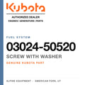 Genuine Kubota screw with washer, part number 03024-50520 — Alpine Equipment