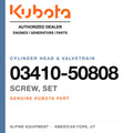 Genuine Kubota screw, set, part number 03410-50808 — Alpine Equipment