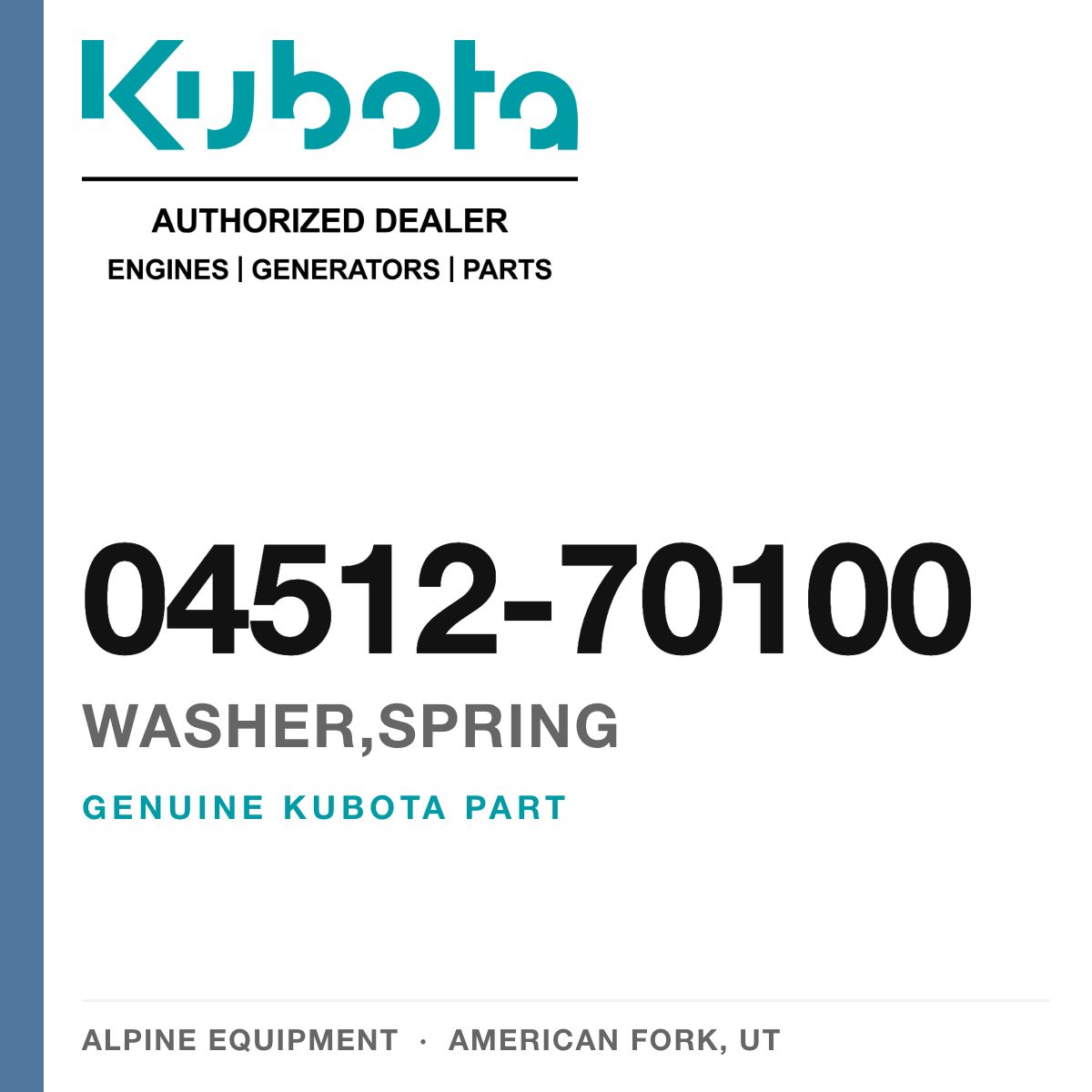 Genuine Kubota washer,spring, part number 04512-70100 — Alpine Equipment