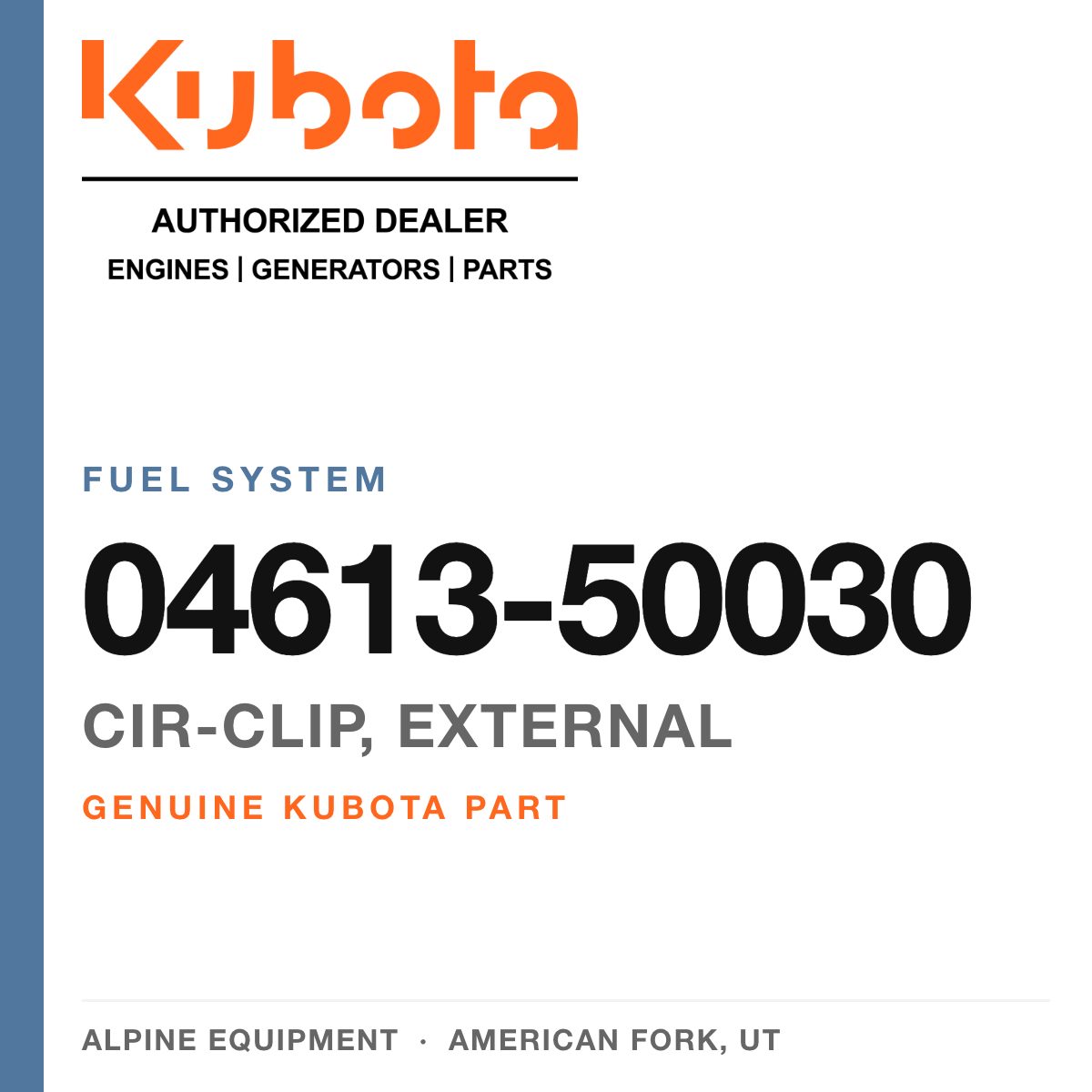 Genuine Kubota cir-clip, external, part number 04613-50030 — Alpine Equipment