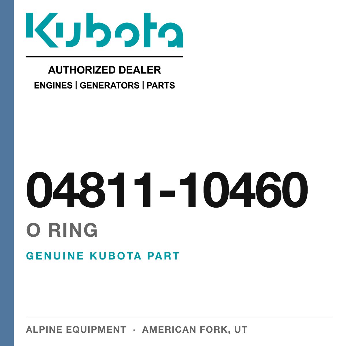 Genuine Kubota o ring, part number 04811-10460 — Alpine Equipment