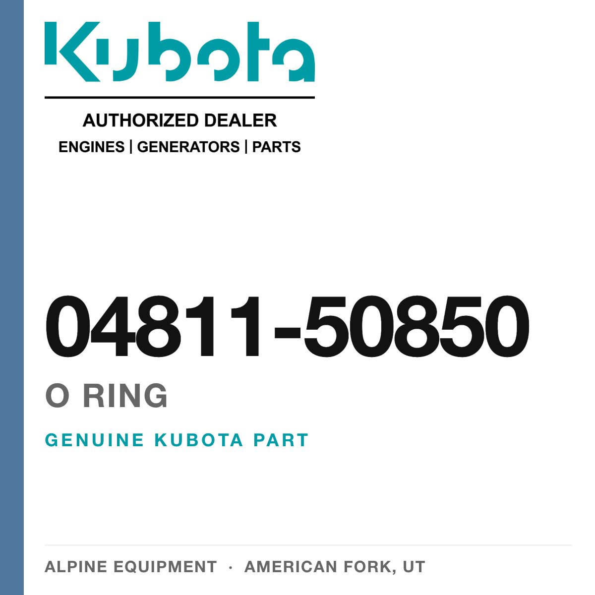 Genuine Kubota o ring, part number 04811-50850 — Alpine Equipment