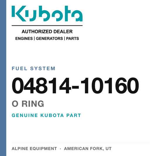 Genuine Kubota o ring, part number 04814-10160 — Alpine Equipment