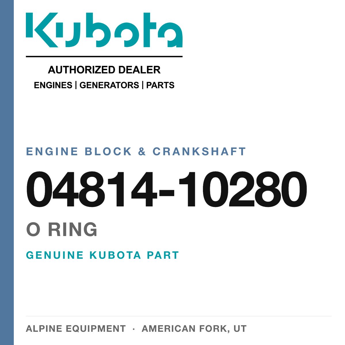 Genuine Kubota o ring, part number 04814-10280 — Alpine Equipment