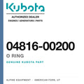 Genuine Kubota o ring, part number 04816-00200 — Alpine Equipment