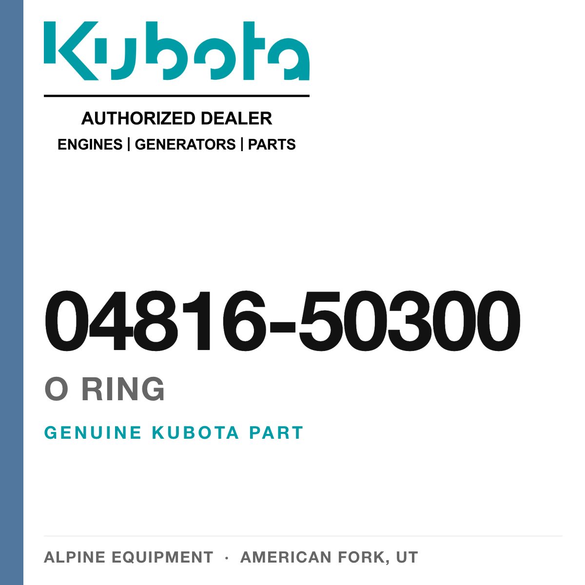 Genuine Kubota o ring, part number 04816-50300 — Alpine Equipment