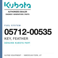 Genuine Kubota key, feather, part number 05712-00535 — Alpine Equipment
