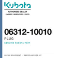 Genuine Kubota plug, part number 06312-10010 — Alpine Equipment
