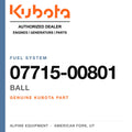 Genuine Kubota ball, part number 07715-00801 — Alpine Equipment