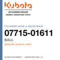 Genuine Kubota ball, part number 07715-01611 — Alpine Equipment