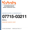 Genuine Kubota ball, part number 07715-03211 — Alpine Equipment