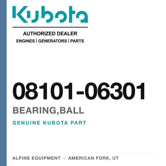 Genuine Kubota bearing,ball, part number 08101-06301 — Alpine Equipment