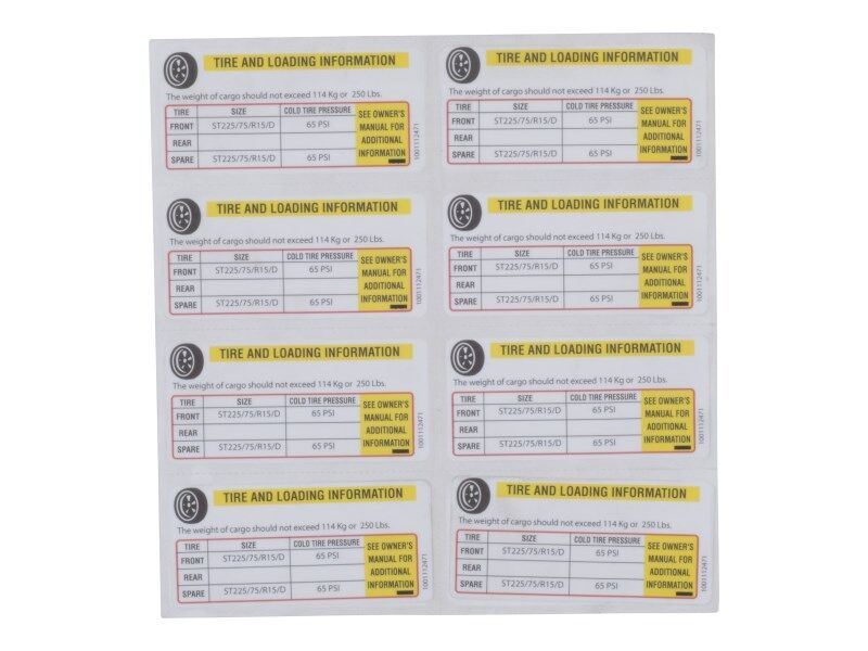 1001112471 | DECAL,VEHICLE PLACARD