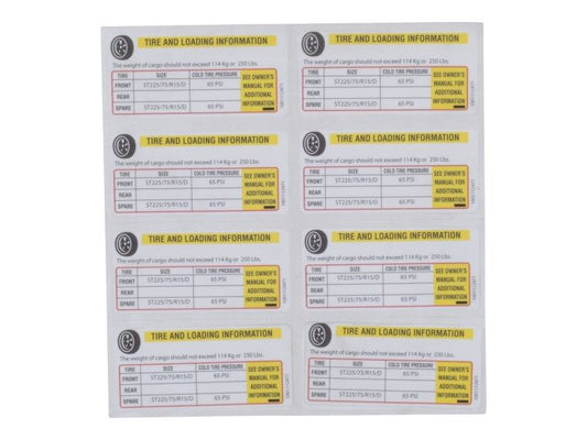 1001112471 | DECAL,VEHICLE PLACARD