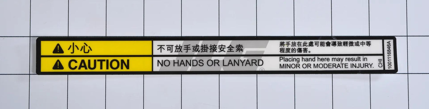 1001116846 | DECAL, NO HANDS (CHI/ENG)(TRAD