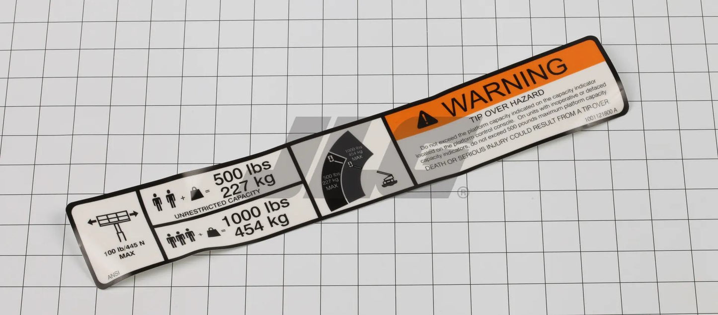 1001121800 | DECAL,WARNING DUAL CAP. DOM.