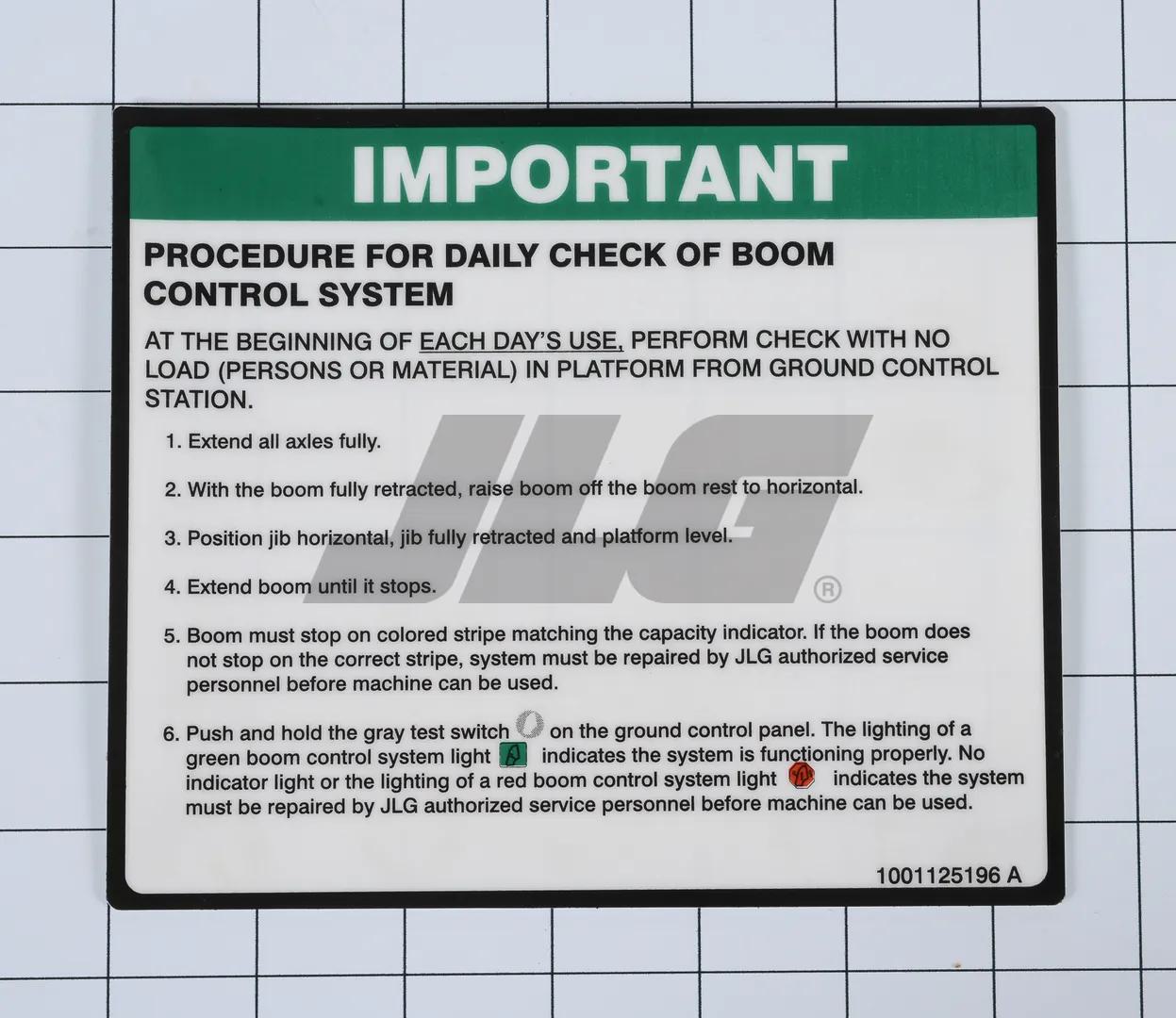 1001125196 | DECAL,BCS DAILY CHECK