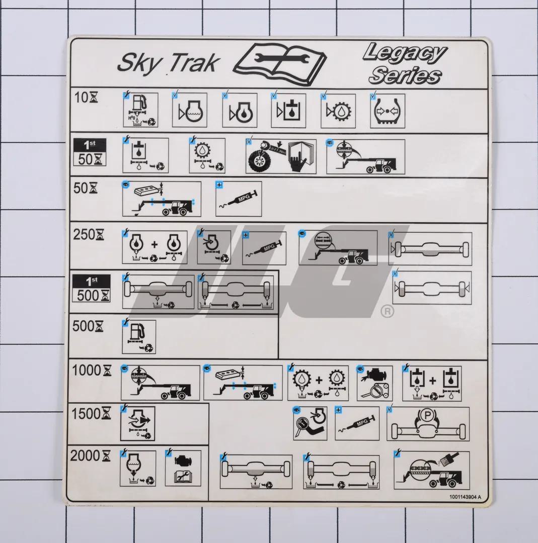 1001143904 | DECAL,MAINTENANCE CHART