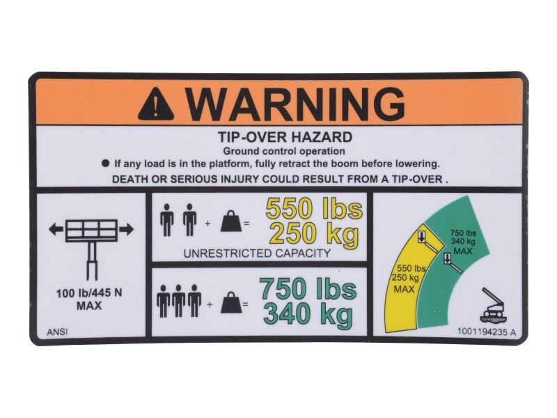 1001194235 | DECAL,WARNING MAX CAP. (ANSI)