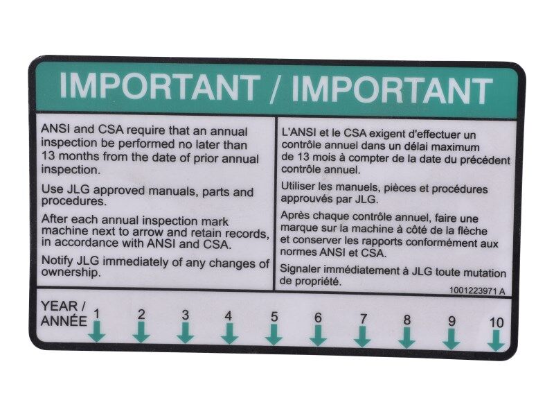 1001223971 | DECAL,YEARLY INSP(ENG/CSA FRE)