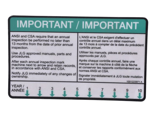 1001223971 | DECAL,YEARLY INSP(ENG/CSA FRE)