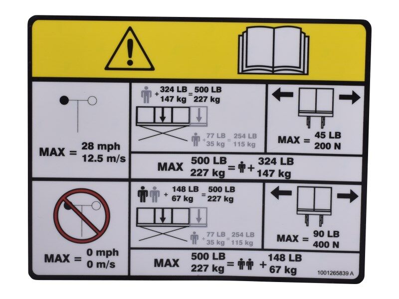 1001265839 | DECAL,CAPACITY (ES1330L 227KG)