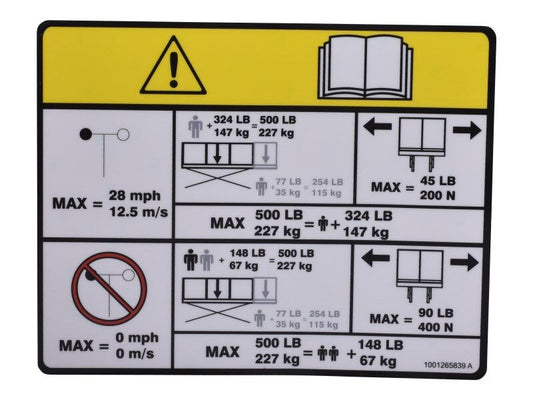 1001265839 | DECAL,CAPACITY (ES1330L 227KG)