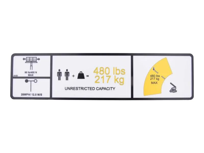 1001271687 | DECAL, 480LBS MAX CPTY (ANSI)