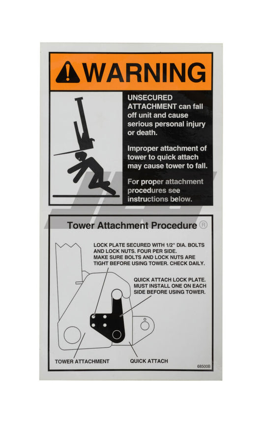 10268500 | DECAL, TOWER/QUICK ATTACH WARN