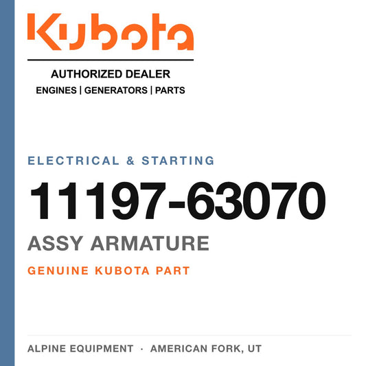 Genuine Kubota assy armature, part number 11197-63070 — Alpine Equipment