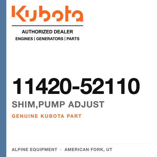 Genuine Kubota shim,pump adjust, part number 11420-52110 — Alpine Equipment