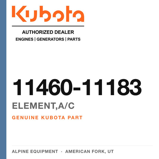Genuine Kubota element,a/c, part number 11460-11183 — Alpine Equipment