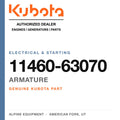 Genuine Kubota armature, part number 11460-63070 — Alpine Equipment