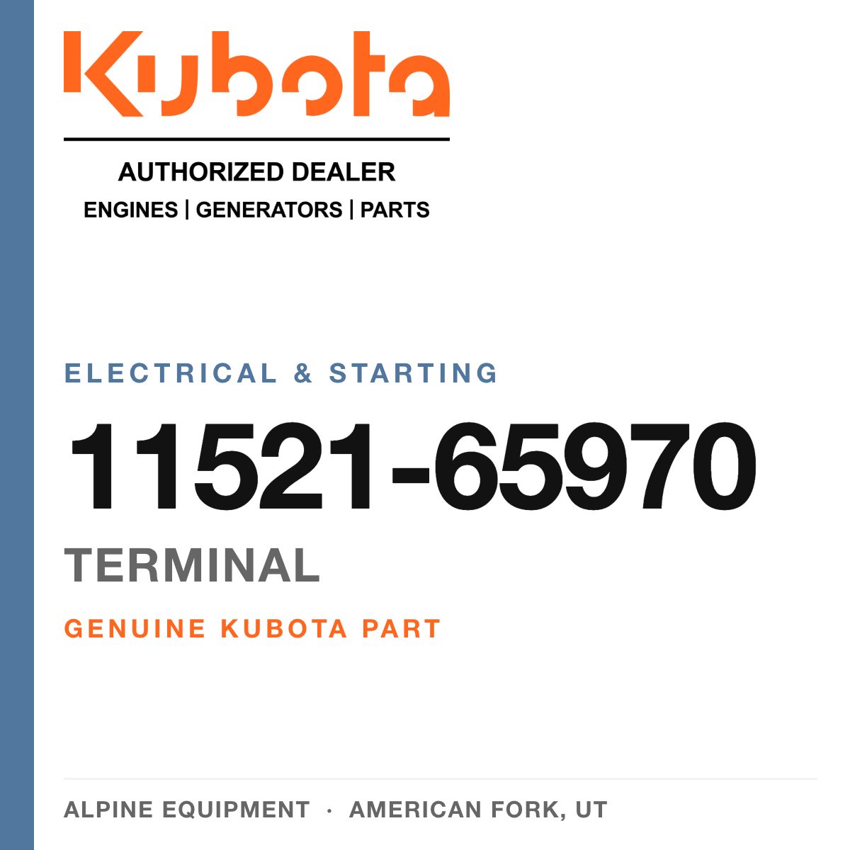 Genuine Kubota terminal, part number 11521-65970 — Alpine Equipment