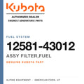 Genuine Kubota assy filter,fuel, part number 12581-43012 — Alpine Equipment