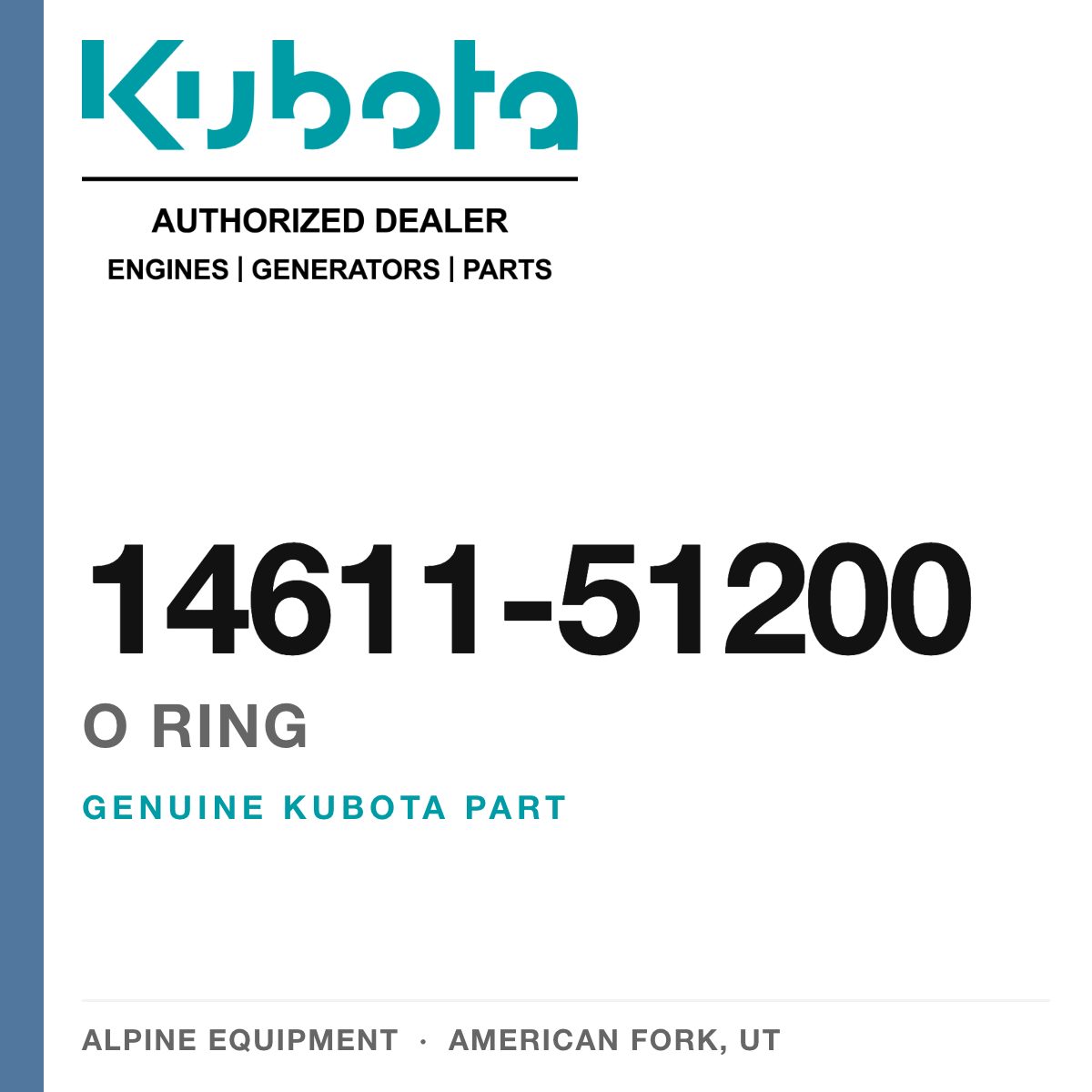 Genuine Kubota o ring, part number 14611-51200 — Alpine Equipment