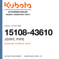 Genuine Kubota joint, pipe, part number 15108-43610 — Alpine Equipment