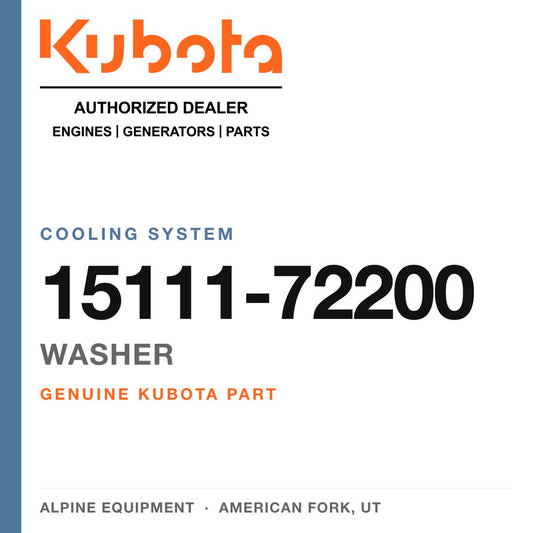 Genuine Kubota washer, part number 15111-72200 — Alpine Equipment