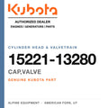 Genuine Kubota cap,valve, part number 15221-13280 — Alpine Equipment