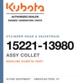 Genuine Kubota assy collet, part number 15221-13980 — Alpine Equipment